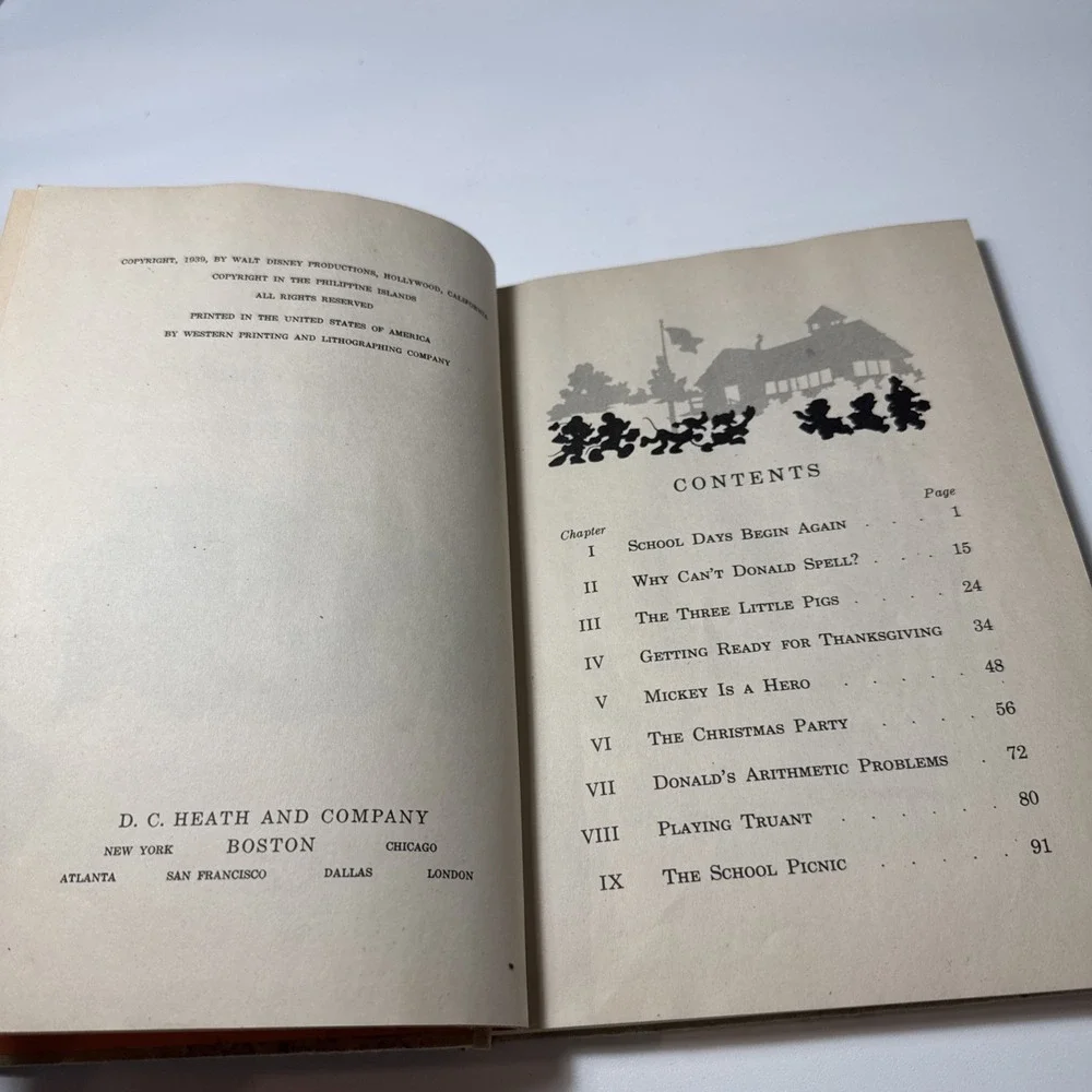 VTG 1939 1st Edition Walt Disney School Days IN DISNEYVILLE‎ Hardcover Kids Book